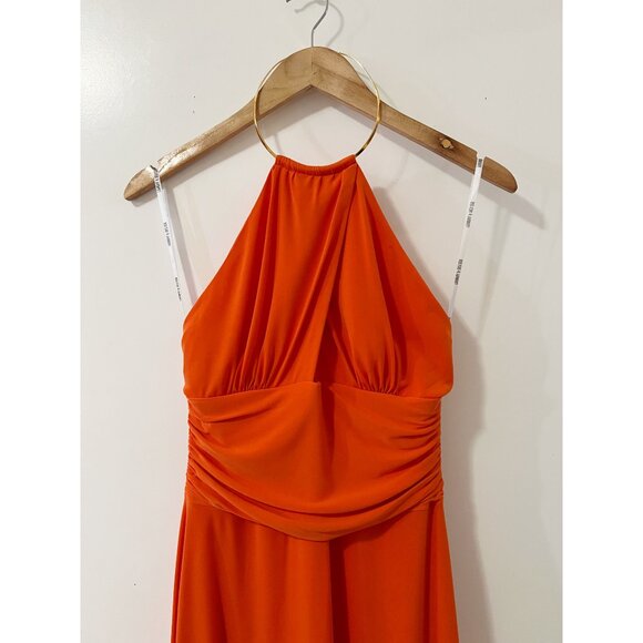 Laundry by Shelli Segal Orange Cocktail Party Halter Dress Size 8 - Picture 3 of 10